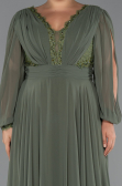 Robe Grande Taille Longue Mousseline Kaki ABU5276
