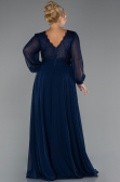 Robe Grande Taille Longue Mousseline Bleu Marine ABU5276