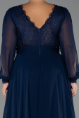 Robe Grande Taille Longue Mousseline Bleu Marine ABU5276