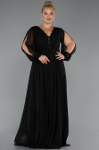 Robe Grande Taille Longue Mousseline Noir ABU5276