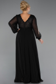 Robe Grande Taille Longue Mousseline Noir ABU5276