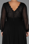 Robe Grande Taille Longue Mousseline Noir ABU5276