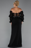 Robe De Soirée Grande Taille Longue Mousseline Noir ABU5242