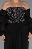 Robe De Soirée Grande Taille Longue Mousseline Noir ABU5242