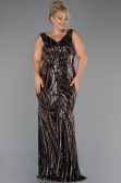 Robe Grande Taille Longue Perlé Noir ABU5189