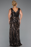 Robe Grande Taille Longue Perlé Noir ABU5189
