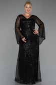 Robe De Soirée Grande Taille Longue Perlé Noir ABU5243