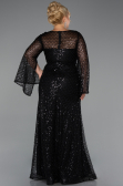 Robe De Soirée Grande Taille Longue Perlé Noir ABU5243
