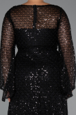 Robe De Soirée Grande Taille Longue Perlé Noir ABU5243