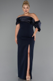 Robe Grande Taille Longue Bleu Marine ABU5047