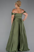 Robe de Soirée Grande Taille Longue Satin Kaki ABU5251