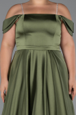 Robe de Soirée Grande Taille Longue Satin Kaki ABU5251