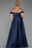 Robe de Soirée Grande Taille Longue Satin Bleu Marine ABU5251