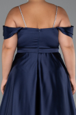 Robe de Soirée Grande Taille Longue Satin Bleu Marine ABU5251