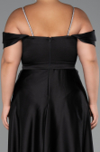 Robe de Soirée Grande Taille Longue Satin Noir ABU5251