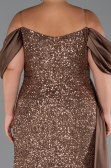 Robe De Fiançailles Grande Taille Squameuse Longue Cuivre ABU4086