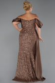Robe De Fiançailles Grande Taille Squameuse Longue Cuivre ABU4086