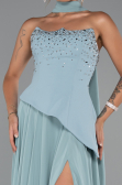 Robe de Soirée Longue Mousseline Turquoise ABU5280