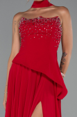 Robe de Soirée Longue Mousseline Rouge ABU5280