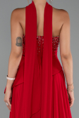 Robe de Soirée Longue Mousseline Rouge ABU5280