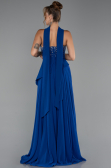Robe de Soirée Longue Mousseline Bleu Saxe ABU5280