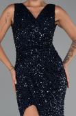 Robe de Soirée Longue Bleu Marine ABU5281