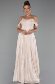 Robe de Cérémonie Longue Mousseline Beige ABU5283
