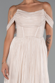 Robe de Cérémonie Longue Mousseline Beige ABU5283