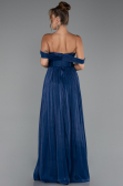 Robe de Cérémonie Longue Mousseline Bleu Marine ABU5283