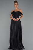Robe de Cérémonie Longue Mousseline Noir ABU5283