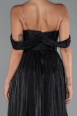Robe de Cérémonie Longue Mousseline Noir ABU5283