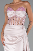 Robe de Soirée Longue Satin Poudre ABU5288