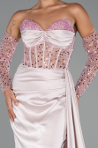 Robe de Soirée Longue Satin Poudre ABU5288