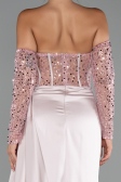 Robe de Soirée Longue Satin Poudre ABU5288