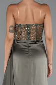 Robe de Soirée Longue Satin Kaki ABU5288