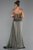 Robe de Soirée Longue Satin Kaki ABU5288