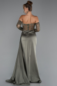 Robe de Soirée Longue Satin Kaki ABU5288