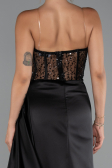 Robe de Soirée Longue Satin Noir ABU5288