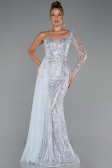 Robe de Soirée Longue Perlé Bleu clair ABU5269