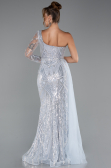 Robe de Soirée Longue Perlé Bleu clair ABU5269