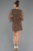 Robe De Soirée Courte Squameuse Brun ABK2438