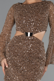 Robe De Soirée Courte Squameuse Brun ABK2438