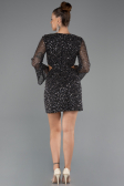 Robe De Soirée Courte Squameuse Noir ABK2438