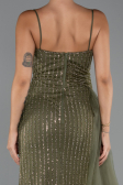 Robe de Soirée Longue Perlé Kaki ABU5297