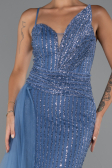 Robe de Soirée Longue Perlé Indigo ABU5297