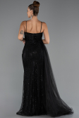 Robe de Soirée Longue Perlé Noir ABU5297