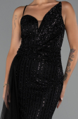 Robe de Soirée Longue Perlé Noir ABU5297