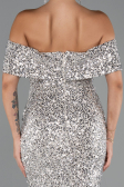 Robe De Soirée Midi Beige ABK2440