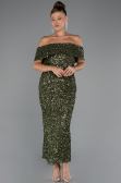 Robe De Soirée Midi Kaki ABK2440
