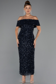 Robe De Soirée Midi Bleu Marine ABK2440